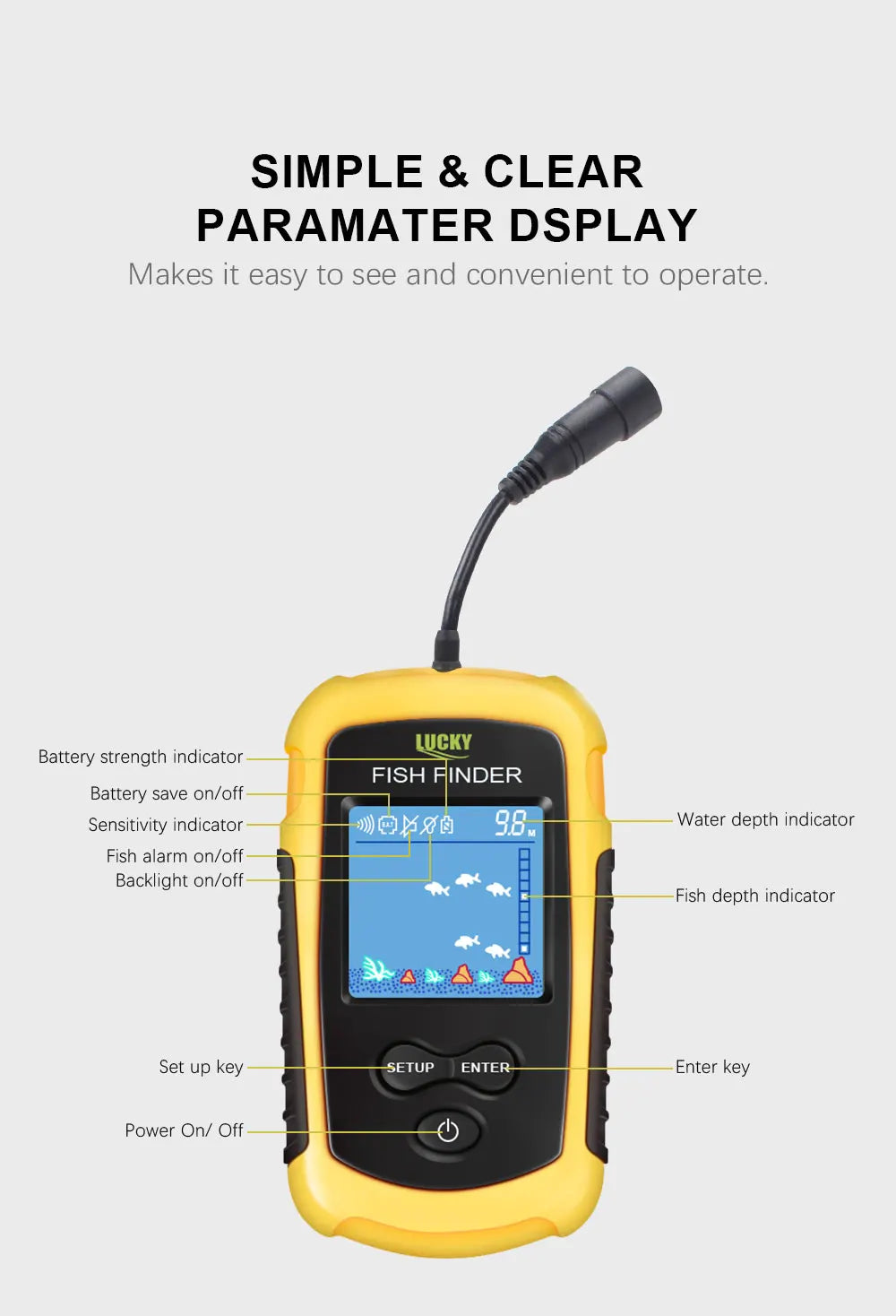 Détecteur de Poissons Sonar Portable 100m