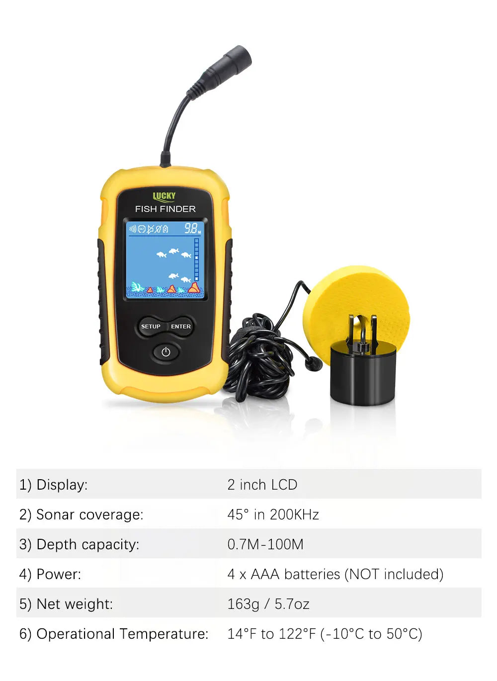 Détecteur de Poissons Sonar Portable 100m