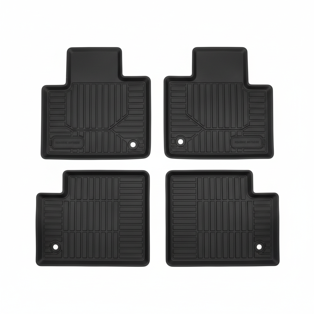 Tapis de Sol Voiture Caoutchouc Noir - Lot de 4