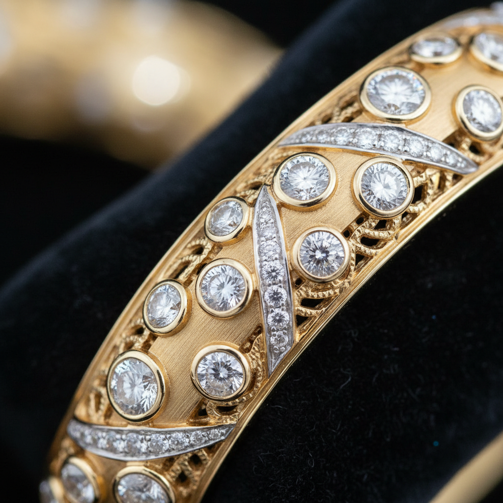 Bracelet Jonc Or 18K Diamants
