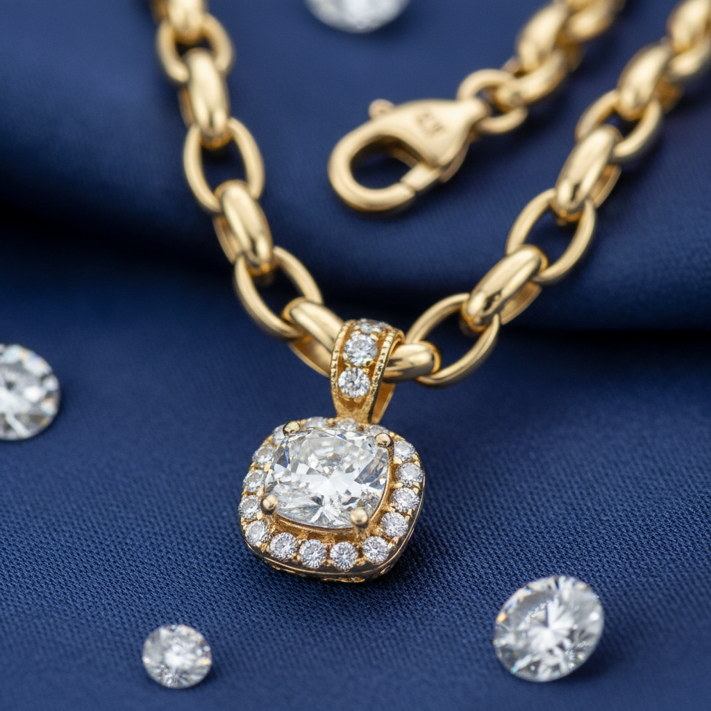 Collier Chaîne Or 18K Pendentif Diamant